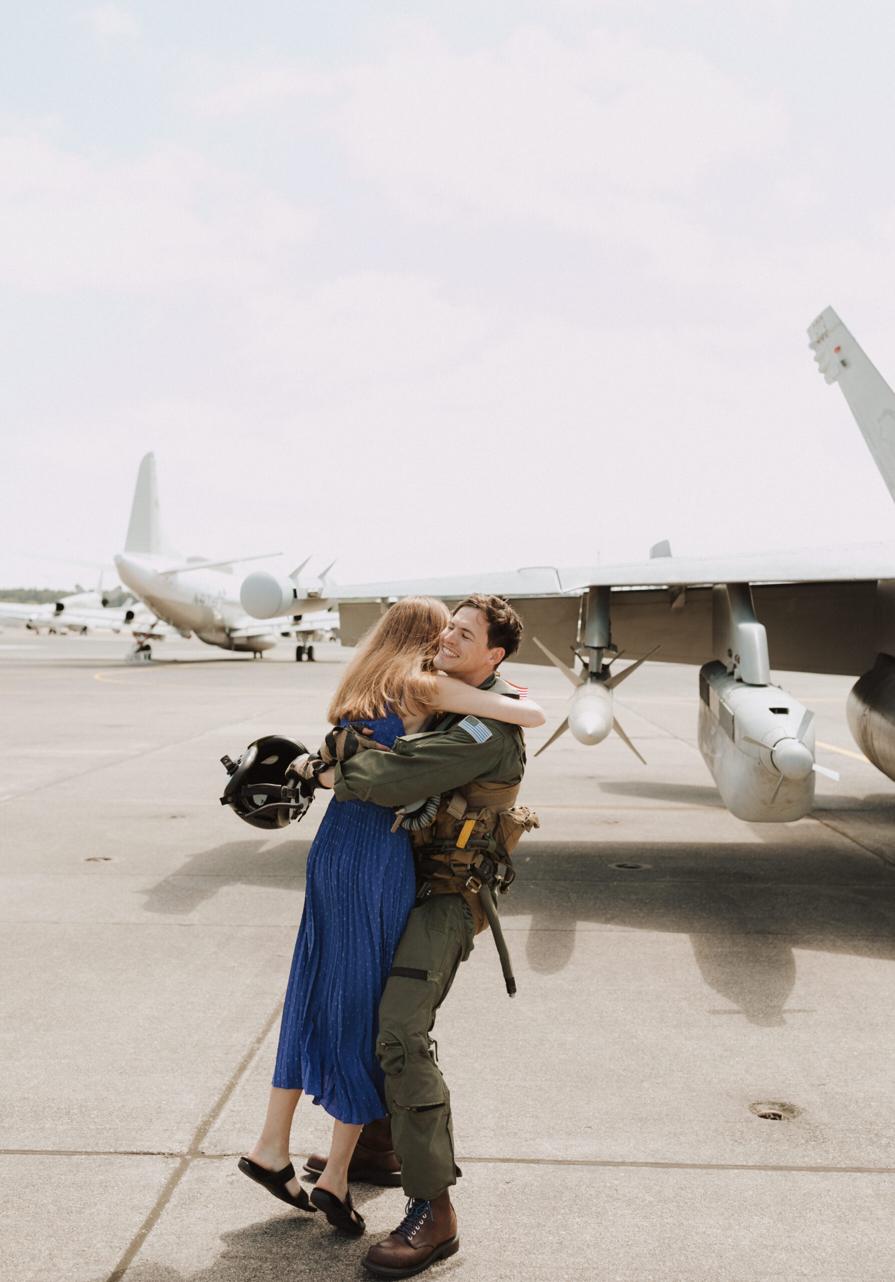 Military Homecoming Couple Hugging