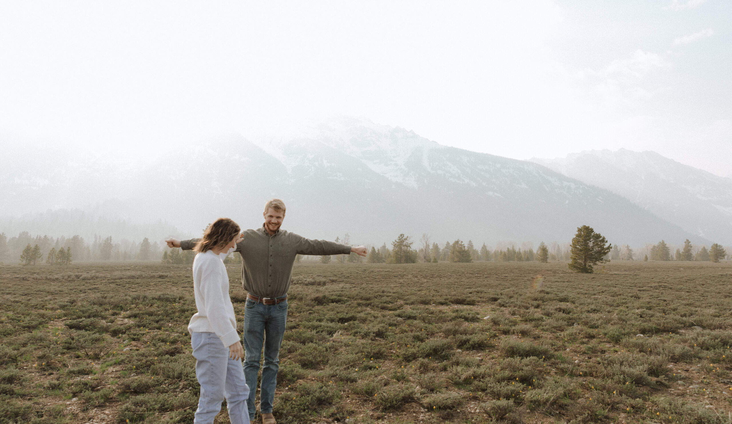 Couple engagement in the Tetons